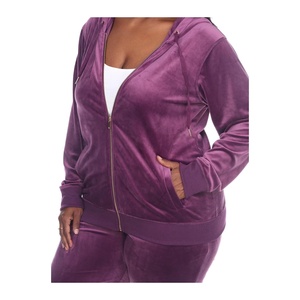 Costume deux pièces pour femmes, survêtement en velours à capuche et fermeture éclair, haut de gamme, livraison directe, pas cher - Product Image 3