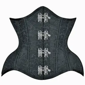 COSH CORSET Underbust Steelboned Waist Training Extreme Curvy Wide Hips Black Brocade Corset With Front Swing Clasp Vendors