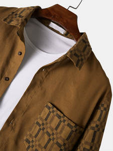 Camisa de manga larga estampada de ropa de verano para hombre de algodón 100% de alta calidad en varios colores con detección de aguja disponible - Product Image 2