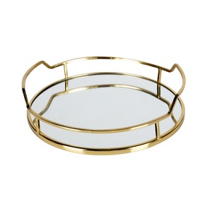 Round Shape New Look <b>Mirror</b> Serving <b>Tray</b> Classic Stylish Gold Plated Luxurious Metal Serving <b>Tray</b> Restaurant Ware Serving <b>Tray</b> - Product Image 1