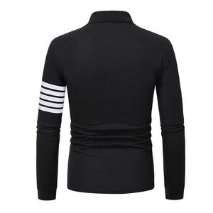 Polo de Golf a rayas de algodón 100% para hombre, camiseta de manga larga de gran tamaño para hombre, camiseta informal de talla grande Unisex, camisetas de Golf personalizadas OEM - Product Image 3