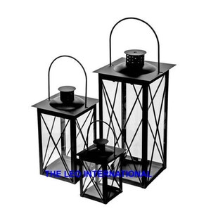 Style Américain Acier Fer Étain Métal Finition Argentée Lanterne Corde Poignée 5X5X12 Pouces Maison Ferme Villa Décoration - Product Image 5