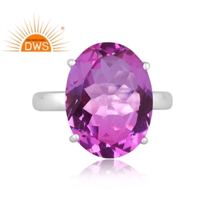 Último diseñador de plata de ley fina Natural Bio amatista doblete cuarzo piedra preciosa anillo apilable fabricante de joyas - Product Image 2