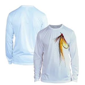 남성 긴 소매 낚시 셔츠 UPF50 + 야외 성능 T 셔츠 100% 폴리 에스터 낚시 셔츠 수분 wicking 쿨 티