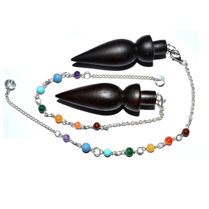 Supplier of Plane Cut Rose Wood Chakra Pendululms : Plane Cut Rose Wood Chakra Pendululms for Sale - Product Image 1