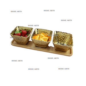 3 bols en métal de forme ronde martelée avec plateau bols de service de dattes de dessert de qualité supérieure pour la vente chaude - Product Image 4