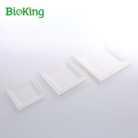 BioKing Assiettes de bagasse compostables jetables Canne à sucre Accessoires culinaires écologiques biodégradables