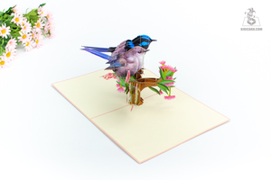 Cặp vợ chồng wrens <span class=keywords><strong>Pop</strong></span> <span class=keywords><strong>Up</strong></span> thẻ 3D đẹp chim Việt handmade kiricard thủ công mỹ nghệ - Product Image 5