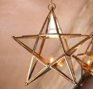 Handmade Magic <b>Star</b> T-Light, Glass Light, Lantern, Christmas Candle Holder, Stand, <b>Lighting</b> Decor Decoration Antique Brass - Product Image 1