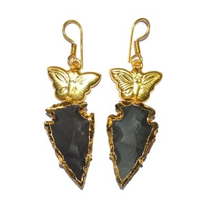 ที่ดีที่สุดของสีดำแจสเปอร์ Arrowheads ต่างหู: สีดำแจสเปอร์ Arrowheads ต่างหูสำหรับขาย - Product Image 1