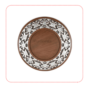 Plateau décoratif floral en bois de qualité supérieure, fait main, plateau de service, centre de table luxueux et élégant pour la table à manger à la maison, décoration en incrustation - Product Image 1