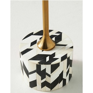 Incrustation d'os artisanale Style Table basse salon couleur noir et blanc - Product Image 2