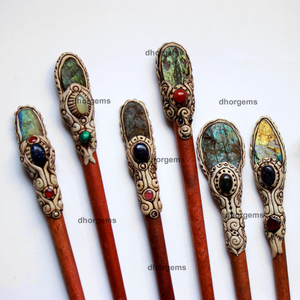 Bâtons pour cheveux en argile polymère, 30 pièces, labradorite naturelle, druse, boucles d'oreilles, déodorant en cristal, accessoires capillaires pour femmes - Product Image 3