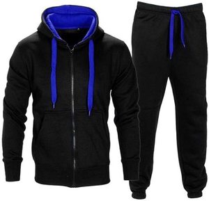 Chándal de algodón para hombre, conjunto de dos piezas con logotipo personalizado, para gimnasio - Product Image 3