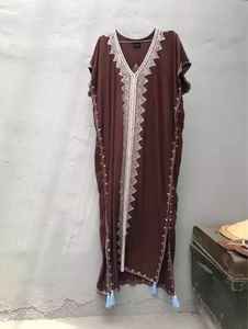 2022 nuevo de verano de las mujeres vestidos de moda de vacaciones vestido étnico bordado de algodón de manga corta vestido - Product Image 6