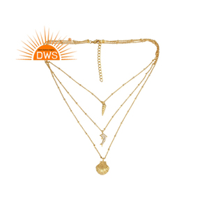 Nouveau Collier Pendentif Triple Chaîne en Pierres Précieuses Naturelles CZ Tendance 2026 pour Fabricant de Bijoux sur Mesure - Product Image 1