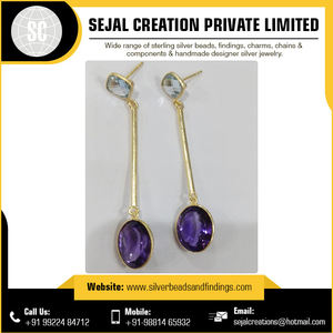 Vente en gros de bijoux mode pour femmes Boucles d'oreilles en argent sterling 925 avec pierres précieuses Boucles d'oreilles en argent sterling 925 pour femmes - Product Image 2