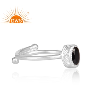 Anillo de piedras preciosas espinales negras para niñas, joyería ajustable fina de plata 925, venta al por mayor - Product Image 3