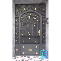 Portes d'entrée en verre trempé anti-effraction, décoratives, en fer forgé, finition manuelle, personnalisables, vente en gros directe usine