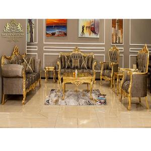 Ensemble de canapés royaux de style manoir, finition dorée, design de canapés italiens de luxe pour salon, ensemble de fauteuils de canapé dorés antiques, Australie - Product Image 1