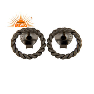 925 Sterling Silver Handmade <b>Black</b> Oxidized Stud <b>Earring</b> <b>for</b> <b>Women</b> Silver Jewelry Classic Collection - Product Image 1