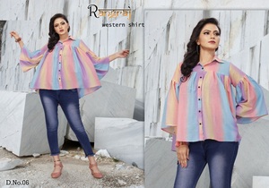 Blusa holgada informal de satén con manga acampanada para mujer, Top estampado a la moda - Product Image 3