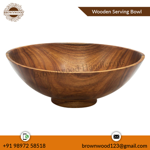 ชามไม้แบบมีฐานทนทานทำด้วยมือชามไม้อะคาเซียสำหรับใช้ในบ้านและร้านอาหาร - Product Image 4