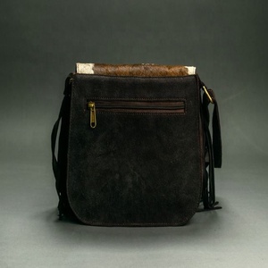 New Western Style Real Tooled Hair On Cowhide Leather Crossbody Bag Hot Selling Women Handcrafted Genuine Leather <b>Laptop</b> Handbag - Product Image 2