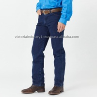 Dernier Style Jean en Denim Formel Personnalisé pour Homme Coupe Cowboy Respirant Uni Foncé 100% Coton Broderie Cristal