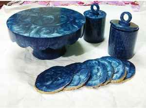 White & Blue Custom Colour Cup Resin <b>Coasters</b> <b>Black</b> Resin <b>Coasters</b> Classic Resin <b>Coasters</b> - Product Image 2