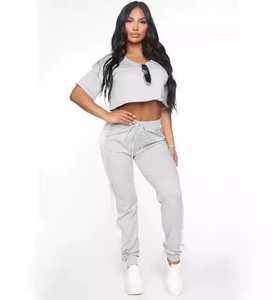 ชุดวอร์มผ้าฝ้ายเสื้อครอปไซส์ XL สำหรับผู้หญิงชุดออกกำลังกายผ้าคอตตอนพิมพ์โลโก้ได้ตามต้องการชุดวอร์มครึ่งตัวมองเห็นได้ชัดเจน - Product Image 4