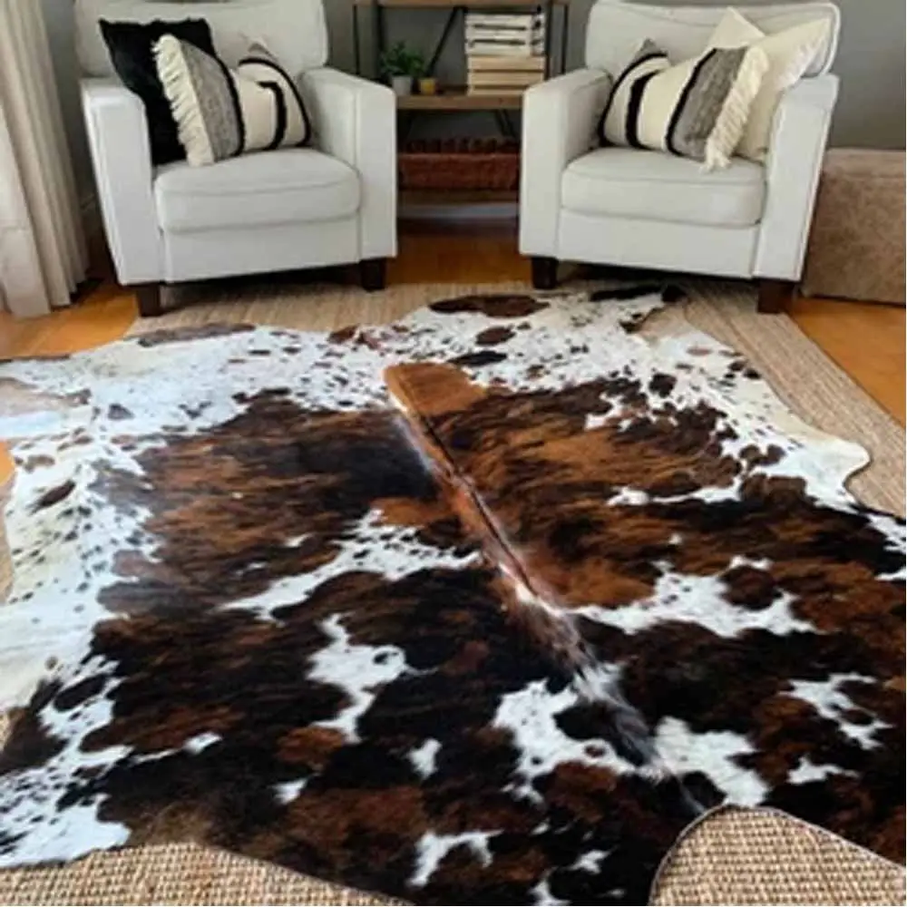 Khu Vực Da Bò Rug Microfiber Faux Fur Acrylic Carpet Thảm Lông Thú Giả Tùy Chỉnh