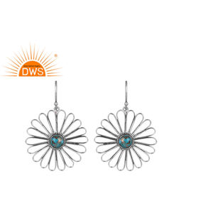 Juran — boucles d'oreilles pendantes en cuivre Turquoise, pendants naturel, bijoux en argent Sterling 925, fleur, fabrication de bijoux - Product Image 1