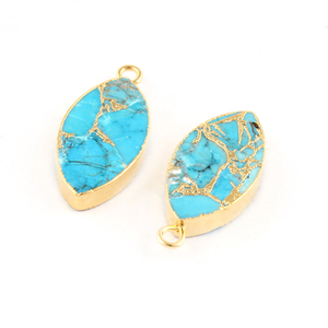 Clásico Simple Mohave Sky Blue Cobre Turquesa Fabricación de joyas Conector Oro Galvanizado Marquesa Forma Encontrar Hecho de latón - Product Image 6