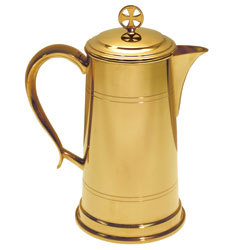Pichet en argent en laiton poli avec modèle de style religieux gravé de raisins supérieurs pour fournitures d'église cadeau religieux - Product Image 5