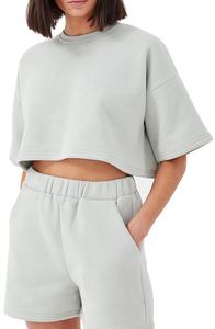 Top corto de manga corta para mujer, sudadera, ropa de calle, Top recortado con hombros descubiertos a la moda, novedad - Product Image 4