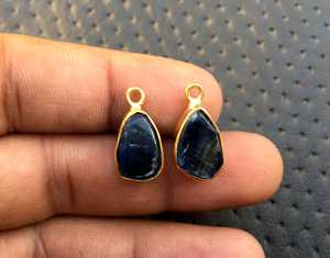 Cuentas de Cianita Natural de Primera Calidad, Pulimentadas, en Forma de Pera, con Baño de Oro sobre Plata de Ley 925, para Joyería Femenina de Fiesta - Product Image 3