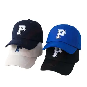 Oem özel düz moda kadınlar kız erkek erkek şapka mektubu P tasarım 3D nakış logo kentsel parlak renk baba şapkası kapaklar