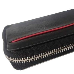 Unisex <b>Genuine</b> <b>Leather</b> <b>Wallet</b> with Vintage Style Embroidery Zipper Closure & RFID Feature Short Polyester Candy Pattern - Product Image 1