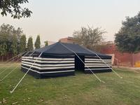 Tente de camping de luxe à rayures noires et blanches, installation facile, 5x8m, 2000-3000mm, imperméable, quatre saisons, une chambre, séjour