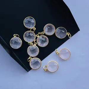 Lunette en Quartz Rose Naturel Pendentif en Pierre Ronde en Argent Sterling 925 Fournisseur de Bijoux au Meilleur Prix d'Usine en Gros en Inde - Product Image 1