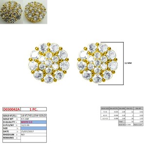 Womens Customized Flower Shape Earrings 10k Yellow Gold IGI Certified Brilliant Cut Natural Diamonds Prong Setting Rhodium - Product Image 3