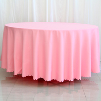 Pur blanc décoration de banquet de mariage ronde polyester tissu couverture de table