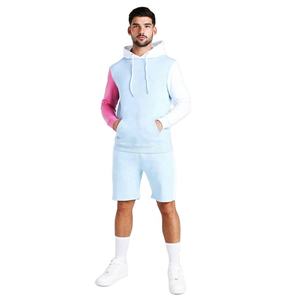 Sudadera con capucha y pantalones cortos de tela polar de algodón para hombre, diseño personalizado multicolor, bolsillos delanteros de canguro - Product Image 1