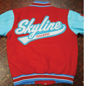 เสื้อแจ็กเก็ตเบสบอลสำหรับผู้ชาย,ทำจากปากีสถานปลอกหนังขนแกะปรับแต่งได้ตามต้องการพร้อมแผ่นปิดช่อง - Product Image 4