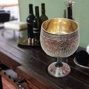 Vintage Style Brass Wine Goblet Engraved Handmade Chalice Metal Drinking Antique Finish Decorative Barware Wedding <b>Table</b> Accent - Product Image 1