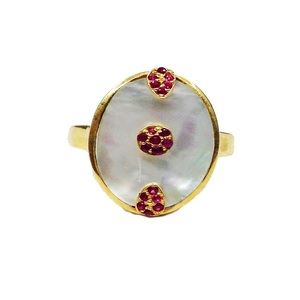 Bague de créateur en argent sterling 925 plaqué or à faible quantité minimale de commande fournisseur de bijoux rubis tsavorite nacre - Product Image 4
