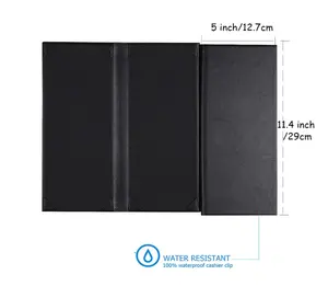 Factory OEM Restaurant Leather Book Style Double Fold Panel Menu Cover Menu Holder Black