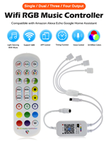 Télécommande Wifi sans fil à distance pour bande LED, contrôleur de musique intelligent, fonctionne avec l'application, rvb, 5V-24V IR