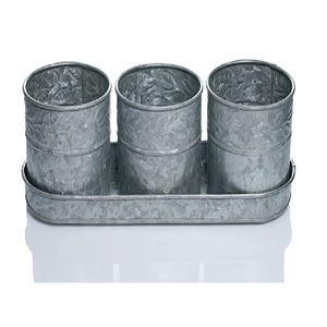 Juego de carrito de herramientas galvanizado cilíndrico de 3 diseños elegantes perfectos para el hogar y utensilios de cocina Almacenamiento de vajilla de metal - Product Image 1